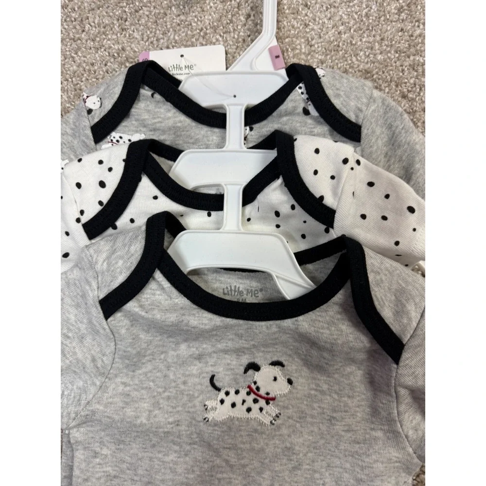 Little Me Baby Boys Dalmatian Dog Bodysuits 3 Pack Gray White 9 Months LB810288N